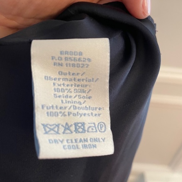 Boden Navy Blue Silk Dress with Velvet Trim, Size 6 - Picture 7 of 7